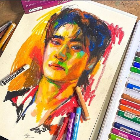 Oil Pastel Face Portraits, Oil Pastel Art Portrait, Portrait Oil Pastel, Oil Pastels Drawing, Oil Pastel Portrait, Oil Pastels Painting, Pastel Crayons, Oil Pastel Paintings, Pastel Portraits