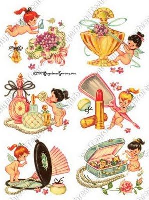 Hodge Podge, Waterslide Decals, Decal Paper, Vintage Illustrations, Vintage Makeup, Vintage Kitsch, Art References, Beauty Items, Vintage Cards