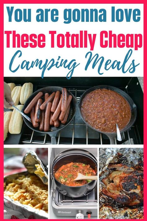 Cheap Camping Meals, Easy Camping Dinners, Camping Food Make Ahead, Cheap Camping, Camping Meal Planning, Camping Food List, Camping Menu, Camping Dishes, Camping Dinners