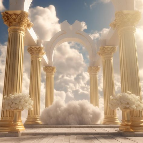 Heaven Set Design, Coquette Moodboard, Dancing Room, Bappa Decoration, Heaven Background, Heaven Clouds, Bronze Background, Guy Selfies, Discovery Island