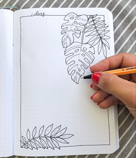 Leaves Doodle Art, Doodle Art Plants, Journal Plant Doodles, Doodle Art Leaves, Journal Ideas Plants, Plant Doodle Art, Monstera Doodle, How To Draw Leaves, Drawing Ideas Plants