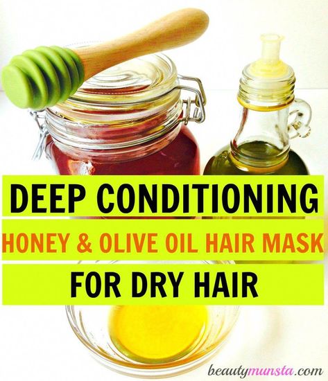 Honey Olive Oil Hair Mask, Olive Oil Hair Mask, Coconut Oil Mask, Honey Hair Mask, Hair Mask Recipe, Deep Conditioning Hair Mask, Olive Oil Hair, Conditioning Hair Mask, Oil Hair Mask