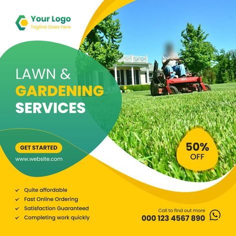 Lawn garden or landscaping service social media post and web banner template#pikbest#templates Vertical Garden Design, Web Ads, Garden Services, Social Media Poster, Presentation Video, Advertising Services, Landscape Services, Banner Template Design, Natural Design