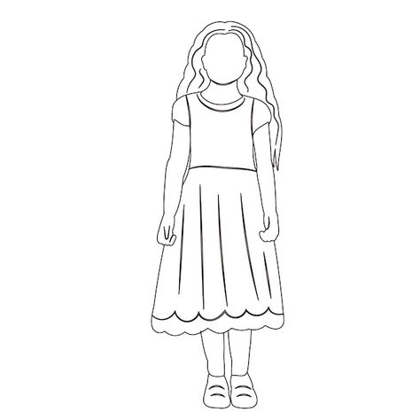 Person Outline, Girl Outlines, Silhouette Girl, Litle Girls, Children Sketch, Girl Drawing Sketches, Fashion Silhouette, Girl Silhouette, Free Girl