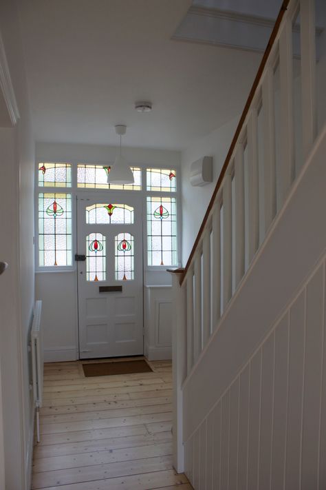 1930s House Renovation Ideas - How to Transform Your 1930s Semi | Houzz UK 1930s Front Door, 30s House, 1930s Doors, 1930s House Exterior, Hallway Stairs And Landing, 1930s Decor, 1930 House, 1930s House Renovation, 1930s Semi