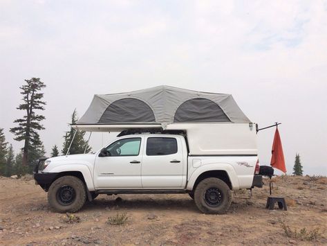 Tacoma Camper Shell Ideas, Tacoma Tent Truck Camping, Tacoma Truck Bed Camping, Camper Layout, Overland Tacoma, Toyota Tacoma Flatbed, Tacoma With Camper Shell, Mini Campers, Toyota Camper