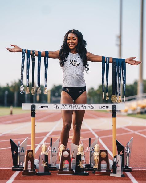 Follow For More ♡ Track Hurdle Senior Pictures, High Jump Pictures, Track And Field Graduation Pictures, Track Senior Pictures Hurdles, Track Hurdles Aesthetic, Senior Picture Ideas Track And Field, Track Season Aesthetic, Track Team Pictures, Media Day Poses Track