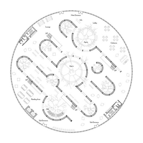 the human brain inspires bollingen's design for songdo library, south korea Library Floor Plan, Library Plan, Architecture Design Presentation, The Human Brain, Library Architecture, Architecture Model House, Architecture Graphics, Architectural Section, Architecture Concept Drawings