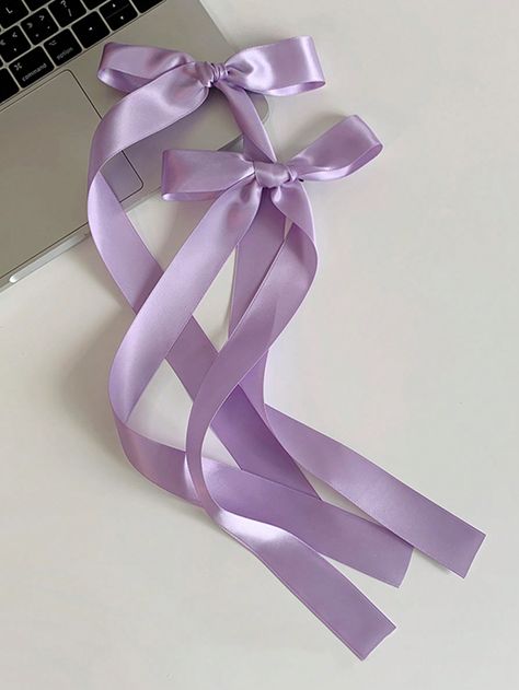 2pcs Women's Simple And Fashionable Bowknot Hair Clip, Elegant Ballet Style Hair Tie, Sweet And Cute Back Head Hair Accessories, Hair Decoration, Hairpin, Alligator Hair Clip With Ribbon, Fairy Braided Headband, Suitable For Daily Use, Extra LongI discovered amazing products on SHEIN.com, come check them out! Purple Hairclips, Halloween Purple, Alligator Hair Clip, Multi Colored Hair, Ballet Style, Ribbon Headbands, Purple Bows, Ballet Fashion, Braided Headband