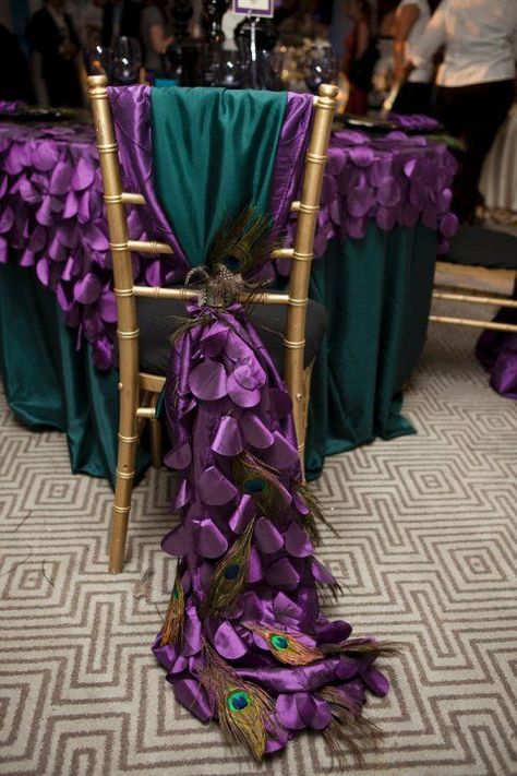 Peacock Wedding Inspiration, Peacock Party, Peacock Wedding Theme, Peacock Theme, Chair Covers Wedding, Peacock Decor, Wedding Chair, Feather Wedding, Peacock Wedding