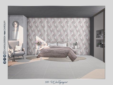 Sims 4 — 500 Wallpaper by Caroll912 — A 4-recolour, neutral geometric wallpaper in golden, silver, pink,orange and Cc Wallpaper, Silver Wallpaper, Wooden Cubes, Sims 4 Cc Furniture, Sims 4 Collections, Old Bricks, Wallpaper Modern, Sims 4 Build, Sims House