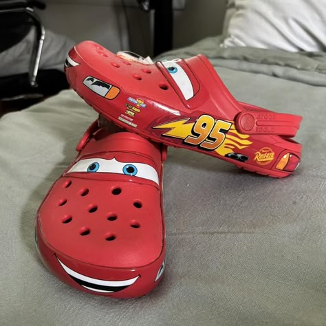 Crocs Lightning McQueen Light Up unisex crocs. Brand... - Depop Speed Mcqueen, Lighting Mcqueen Crocs, Cars Crocs, Lightning Mcqueen Crocs, Lightning Mcqueen Costume, Mcqueen Outfit, Crocs Aesthetic, Alt Shoes, Lighting Mcqueen