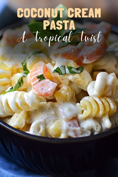 Try a tropical twist with coconut cream pasta, blending creamy flavors with a hint of island flair. #CoconutPasta #TropicalTwist Pasta With Coconut Cream, Coconut Cream Pasta, Pasta Coconut Milk, Different Pasta Recipes, Coconut Cream Sauce, Different Pasta, Recipes With Coconut Cream, Traditional Pasta, Flavored Olive Oil