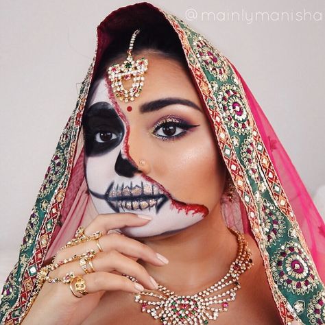 Indian Halloween Makeup, Halloween Women Makeup, Cute Halloween Makeup, Desi Bride, Cultural Celebration, Halloween Inspo, Halloween Women, Cute Halloween, Halloween Makeup