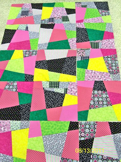 Crazy 9 Patch Quilt Pattern, Stack And Whack Quilts Tutorials, Quilt Patterns Using 2 1/2 Inch Squares, Wonky Quilt Blocks, Scrap Quilts Using 2.5 Squares, Gnome Quilt, Patchwork Techniques, Crazy Patchwork Quilt, Scrappy Quilts Using 2 1/2 Inch Squares