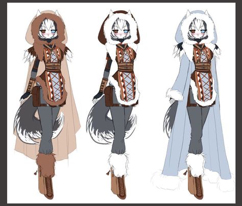 Native American style Fantasy Cold Weather Clothes Art, Native American Winter Clothes, Winter Anime Outfits, Dnd Winter Outfit, Winter Character Outfits, Fantasy Winter Clothes Art, Winter Dnd Outfit, Fantasy Winter Outfits Drawing, Snow Outfit Drawing