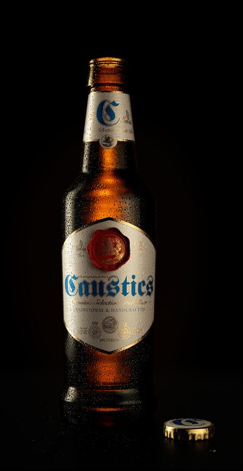 Caustics Premium Draft on Behance Bottle Reference, Cider Packaging, Beer Commercials, Food And Drink Photography, Liqueur Drinks, Product Render, Food Product Photography, Cool Beer, Creative Advertising Photography