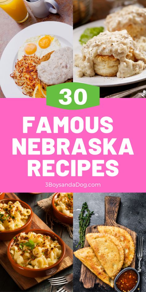 Famous Nebraska Recipes include chicken fried steak, biscuits and gravy, macaroni and cheese, Reuben sandwiches, and corned beef hash. These popular recipes will remind you of being in Nebraska. #nebraskafamousfoods #eatnebraskadishes #3boysandadog Steak Biscuits, Nebraska Recipes, Homeschooling Worksheets, Carnival Foods, State Recipes, Reuben Sandwiches, Regional Recipes, Florida Recipes, Fair Foods