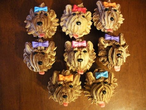 Yorkie Terrier Birthday Cake, Yorkie Birthday, Puppy Cupcakes, Dog Cupcakes, Puppy Cake, Cupcake Art, Animal Cakes, Dog Cakes, Dog Birthday Party