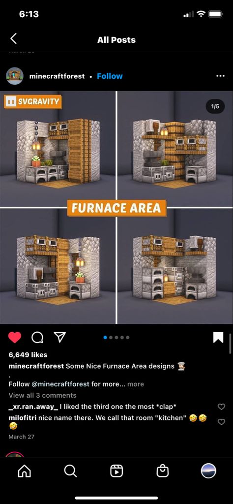 Minecraft Bunker Ideas, Furnace Room Ideas Minecraft, Minecraft Brewery, Minecraft Furnace Room, Minecraft Vault, Minecraft Bunker, Building Ideas Minecraft, Minecraft Kitchens, Minecraft Base