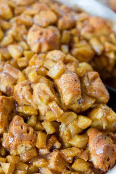 Apple Cinnamon Roll Casserole | Greens & Chocolate Apple Cinnamon Roll Casserole, Easy Fall Breakfast, Sweet Breakfast Casserole, Canned Cinnamon Rolls, Apple Monkey Bread, Fall Recipes Breakfast, Cinnamon Roll Monkey Bread, Pillsbury Cinnamon Rolls, Cinnamon Roll Casserole