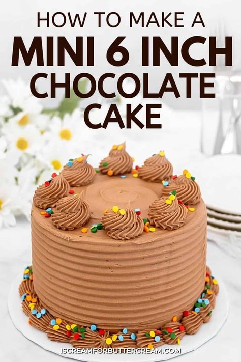 4 Inch Cake Recipe, 6 Inch Chocolate Cake Recipe, 6 Inch Chocolate Cake, I Scream For Buttercream, 6inch Cake, Small Birthday Party, Cake For Two Recipe, Small Chocolate Cake, Best Chocolate Cupcakes