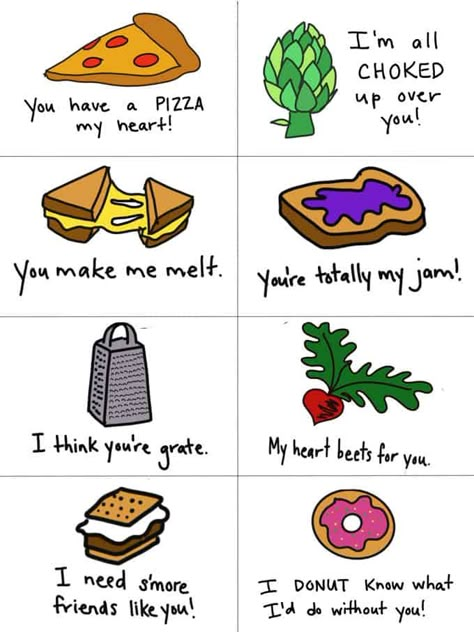 These adorable and funny food puns Valentine's Day note cards are perfect for tucking into a lunchbox or handing out to friends! Valentines Day Puns For Kids, Cheesy Love Notes, Food Valentines Day Cards, Valentines Puns For Kids, Corny Valentines Puns, Cheesy Valentines Puns, Food Puns Clever, Valentine’s Day Puns, Cheesy Valentines