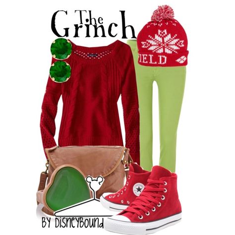 "The Grinch" by leslieakay on Polyvore Tall Sweaters, Christmas Character Costumes, Movie Clothes, Grinch Ideas, Disneybound Outfits, Christmas Dress Up, Disney Cute, Disney Themed Outfits, Grinch Party