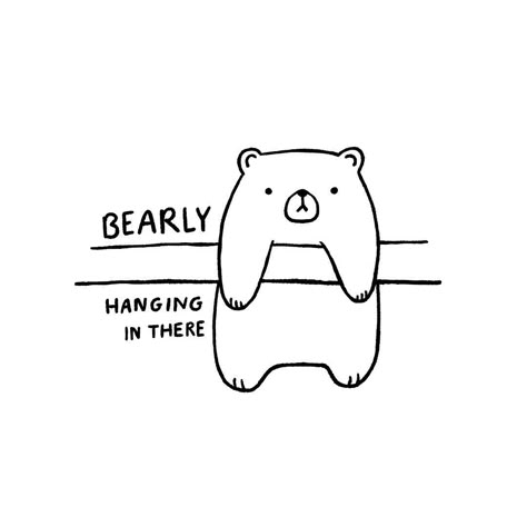 Just a bear-ly hanging in there 🐻 I went full doodle for #doodleadayaug Bear challenge hosted by @ellolovey ❤️ . . #bearart #illustration #barelyhanginginthere #animalart #funnyart #artchallenge #doodleart #memeart #punny #womenwhodraw #cutebear #pencilart #cuteanimalart #mentalhealth Funny Bear Drawing, Cute Bear Doodle, Chill Illustration, Bear Doodle, Doodle Challenge, Doodle Bear, Bear Sketch, Bear Drawings, Hanging In There