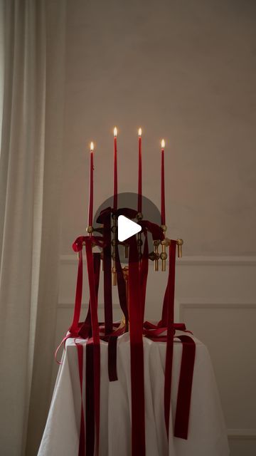 Angela Giovanna Stark on Instagram: "Further fueling the festive bow trend 🎀😅🎄 I got really inspired by the installations of @edeniquefloraldesign ✨ So it was fun to create this bow candelabra and I think the dramatic dark red is my new favorite color for Christmas 🤔❤️ what do you think? #bowtrend #christmastrend #christmasdecor #christmasdecorations #decorideas #decorinspiration #weihnachtsdeko #weihnachtsdekoration #wohninspiration #wohnideen #interiordesign #interiorinspiration #interiordecor #stoffnagel #scandinaviandesign #scandinavianinterior" Candelabra Decor, Christmas Candelabra, Bow Trend, Christmas Trends, Wedding Bows, Scandinavian Interior, Red Bow, Season Colors, Colorful Decor