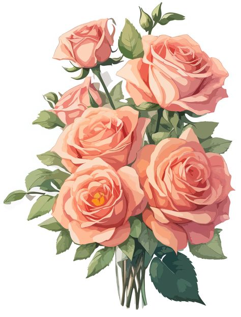 Rose flowers bouquet water color with ai generative Rose Flowers Bouquet, Rose Illustration, Watercolor Flower Art, Watercolor Flower, Rose Flowers, The Rose, Free Png, Beautiful Roses, Rose Flower