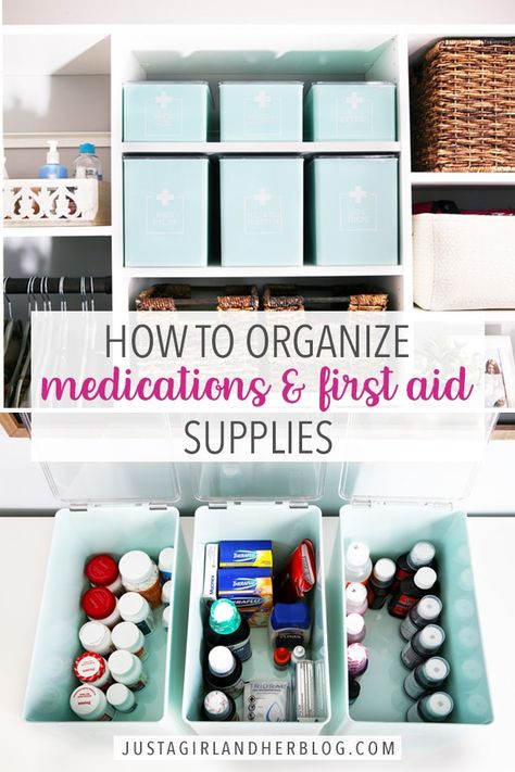 These smart medicine cabinet organization ideas will help store first aid supplies and medications in a safe and tidy way! | #medicinecabinet #organizedmedicinecabinet #firstaidkit Medicine Cabinet Organization Ideas, Medication Organization Storage, Abby Lawson, Medical Supply Storage, Medical Supply Organization, Cabinet Organization Ideas, First Aid Cabinet, Home Organisation Tips, Junk Drawer Organizing