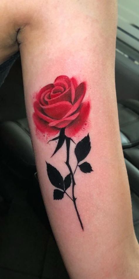 Flowers Tattoo Drawing, Rose Stem Tattoo, Rose Tat, Watercolor Rose Tattoos, Rose Drawing Tattoo, Rose Tattoos For Women, Blue Rose Tattoos, Drawing Realistic, Red Rose Tattoo