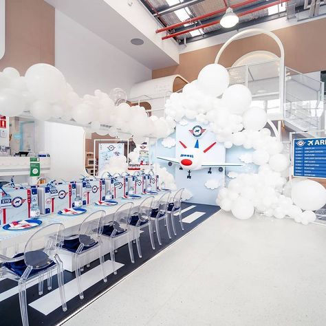 This gorgeous aeroplane travel theme is the closest I've got to a holiday in what feels like forever! Happy long weekend! What are you up… | Instagram Airport Theme Party Decorations, Airport Theme Party, Aeroplane Travel, Airplane Party Theme, Airplane Birthday Party Decorations, Airplane Clouds, Airport Theme, Foam Airplane, Aviation Party