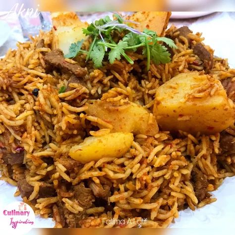 Akni recipe by Fatima A Latif Akni Recipe, Rice Dishes Recipes, Biryani Rice, Indian Rice Recipes, Burfi Recipe, South African Recipes, Biryani Recipe, Lamb Recipes, Food Categories