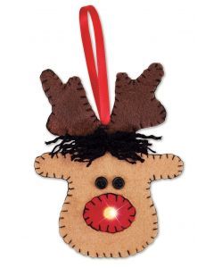 Rudy Lights Up Felt Kit Felt Ornaments Patterns, Mary Maxim, Felt Crafts Patterns, Felt Stocking, Christmas Arts And Crafts, Fun Ornaments, Felt Ideas, Christmas Felt, Latch Hook