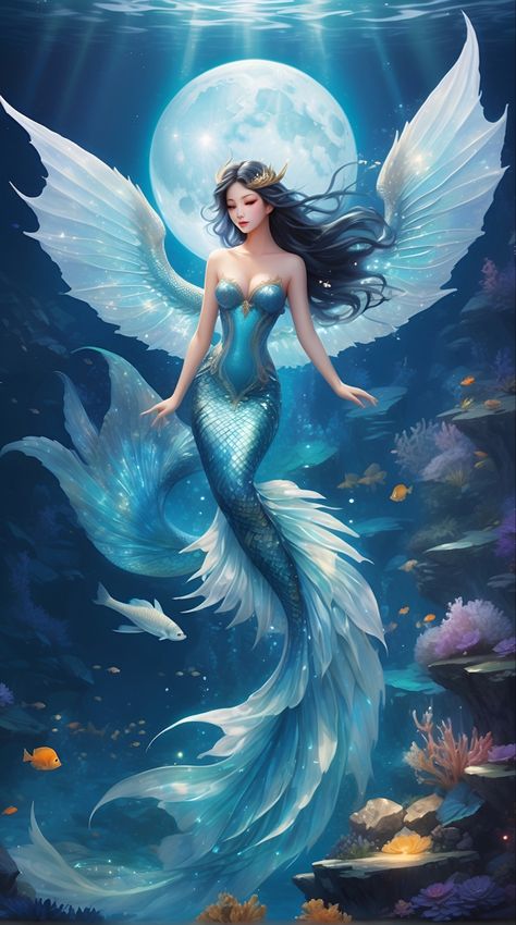 Anime Mermaid, Mermaid Artwork, Mermaid Wallpapers, Fantasy Mermaids, Beautiful Butterflies Art, Mermaid Pictures, Fairy Pictures, Fairy Artwork, Mermaids And Mermen