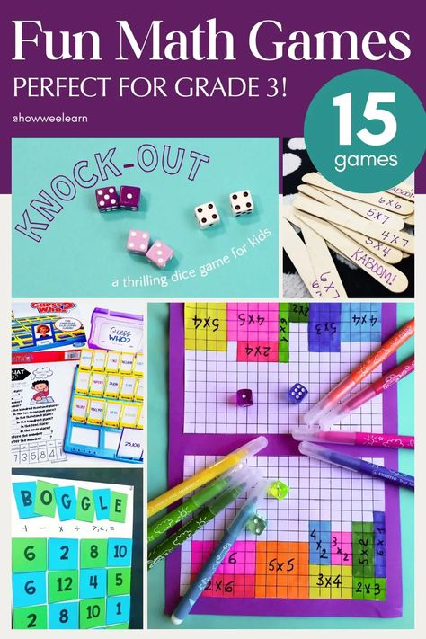 15 Fun Math Games for Kids | Perfect for Grade 3! - How Wee Learn Math Boggle, Dominoes Math Games, 3rd Grade Games, 2nd Grade Math Centers, 2nd Grade Math Games, Easy Math Games, Family Math Night, Math Night, Grade 3 Math