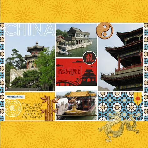 summer palace, beijing (right side) made with Project Mouse (World): China  http://the-lilypad.com/store/Project-Mouse-World-China.html China Scrapbook, Japanese Scrapbook, Scrapbook Themes, Scrapbooking Layouts Travel, China Trip, Scrapbook Disney, Travel Scrapbook Pages, Disney Layouts, Travel Crafts