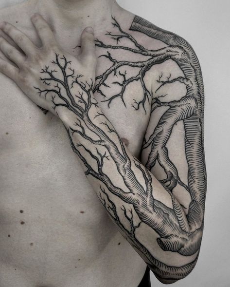 246 Likes, 0 Comments - TTMMT (@ttm.mt) on Instagram: “Tattoo artist ✖️ @sva.ttt  #ttmmt” Tree Chest Tattoo, Tree Tattoo Chest, Tattoo Tree, B Tattoo, Chest Tattoo, Blackwork Tattoo, Angel Tattoo Men, Life Tattoos, Big Tattoo