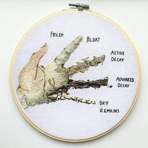 Stages Of Decomposition, 자수 디자인, Embroidery Inspiration, Embroidery Art, Dark Art, Life Style, Cross Stitch Pattern, Cross Stitch Embroidery, Embroidery Stitches