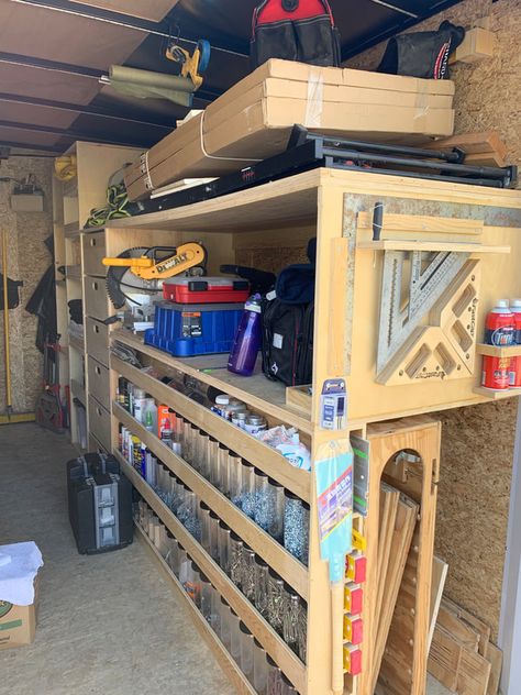 LFH Smart Remodel Trailer Build - Lake Forest Handyman Tool Trailer Organization Ideas, Plumbing Organization, Enclosed Trailer Shelving Ideas, Construction Trailer Setup, Work Trailer Organization Ideas, Tool Trailer Organization, Jobsite Trailer, Trailer Storage Ideas, Trailer Workshop