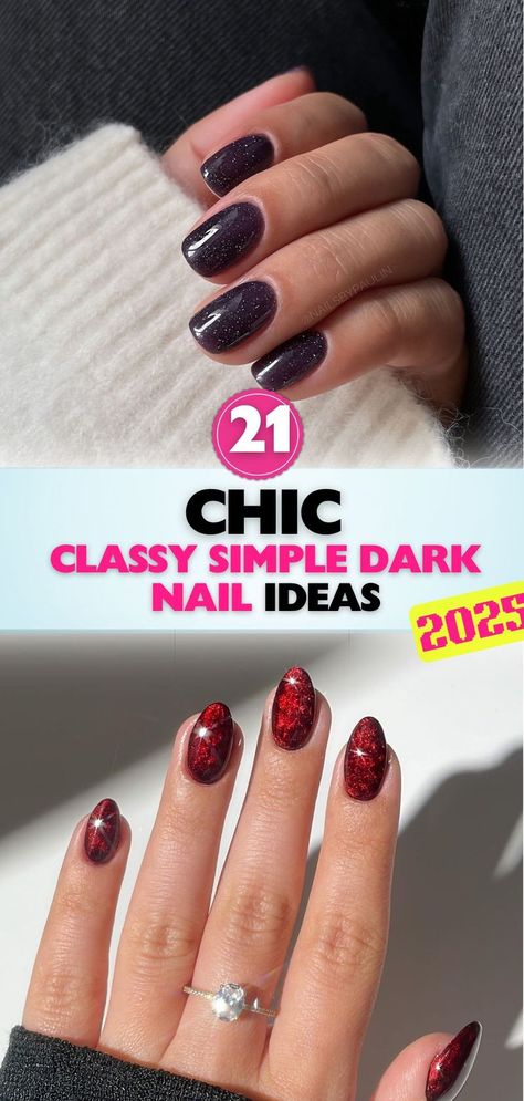 Elevate your manicure game with classy simple dark nail ideas that suit formal and casual looks effortlessly. Simple Dark Nails, Dark Nail, Dark Nails, Classy Chic, Elegant Designs, Nail Ideas, Elegant Design, Elevate Your Style, Casual Looks