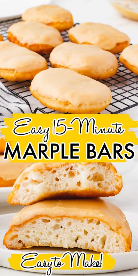 Easy Maple Bars, Maple Bars Recipe Easy, Homemade Maple Bars, Quick Donuts, Maple Bars Recipe, Canned Biscuit, Maple Bars, Breakfast Pastry, Funnel Cakes