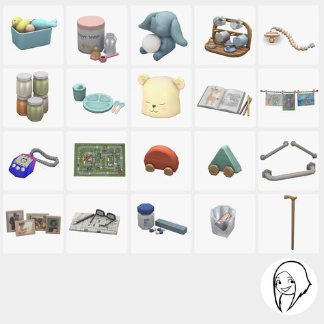 Generation Gap is a new CC set for TSR with 22 clutter items spanning generations! From adorable baby objects to cute kids' items, and thoughtful senior pieces, this collection brings realistic touch… Clutter Cc Sims 4, Bear Lamp, Bottle Drying Rack, Elephant Lamp, Wall Drawings, The Sims 4 Skin, Generation Gap, Sims 4 Clutter, Cc Furniture