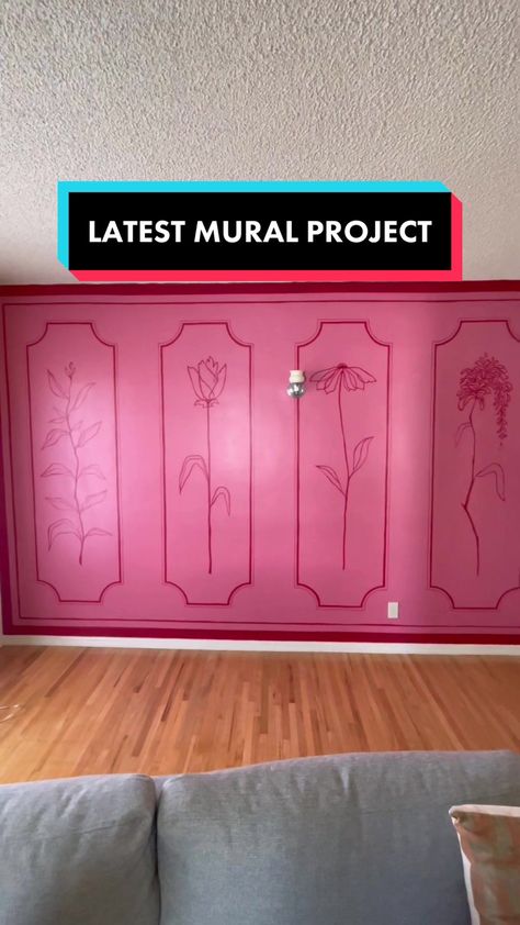 I predict big murals for 2023 👀 & don’t get me started on that wall s... | TikTok Burning Love, Arts Crafts Style, Wall Sconces, Mural, House Design, Living Room, Wall, Design