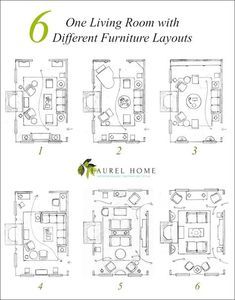 One living room - six different room layouts - furniture layouts Family Room Layout, Living Room Floor Plans, Rectangular Living Rooms, Living Room Layouts, Living Room Furniture Layout, Family Room Furniture, Living Room Furniture Arrangement, Living Room Arrangements, Interior Design Guide