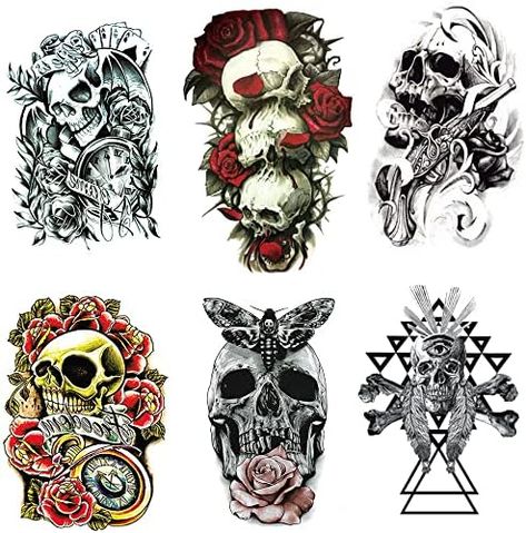 Shegazzi 52 Sheets Black Skull Temporary Tattoos For Men Women Arm Neck Tatoos, 3D Realistic Small Rose Flowers Fake Tattoos Temporary, Waterproof Mountain Snake Lion Tiger Temp Tattoo Sticker Adults : Amazon.ca: Beauty & Personal Care Pretty Skull Tattoos For Women, Skull Tattoos For Women, Pretty Skull Tattoos, Skull Thigh Tattoos, Skull Tattoo Designs, Feminine Skull Tattoos, Girl Thigh Tattoos, Fake Tattoo Sleeves, Realistic Temporary Tattoos