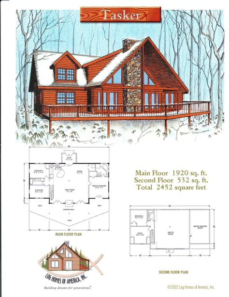 Tasker Log Home Plan - Log Homes of America Log Homes Plans, Cabin Blueprints, Log Cabin House Plans, Log Cabin Plans, Log Home Plan, Log Cabin Floor Plans, Small Cabins, Cabin Designs, Log Houses