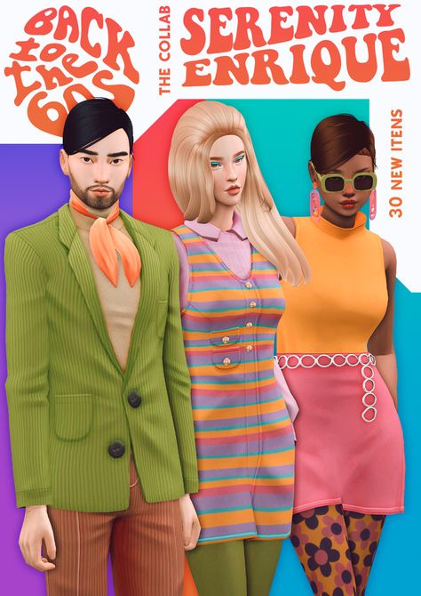 Serenity X Enrique - Back To The 60s Collection, 22 items | Serenity on Patreon Ts4mm Cc, Back To The 60s, Mods Sims 4, Los Sims 4 Mods, Sims 4 Decades Challenge, Sims 4 Blog, Sims 4 Mm Cc, Sims 4 Cc Folder, Sims 4 Characters